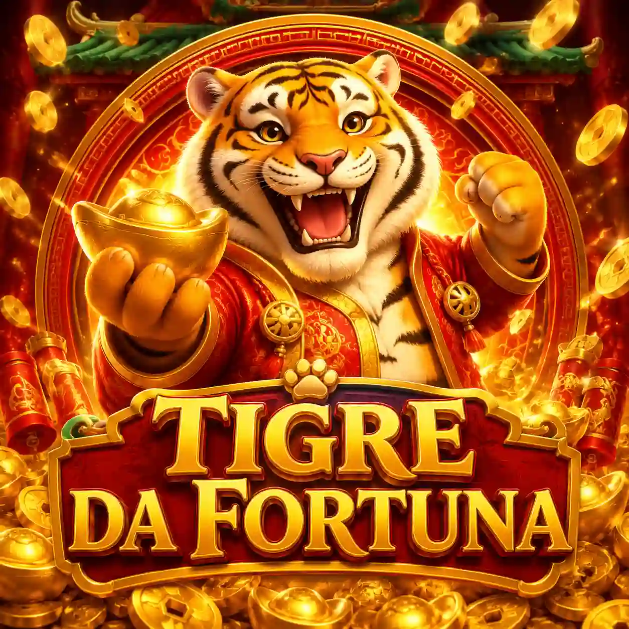 Capa do slot Fortune Tiger com tigre da fortuna vermelho e dourado